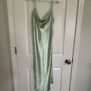 Bebe Shimmering Mint Satin Dress
